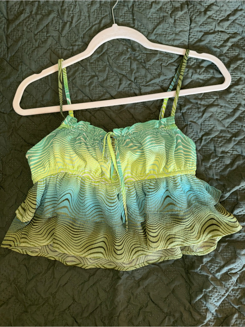 wild fable Green and Blue Wave Print Spaghetti Strap Camisole small
